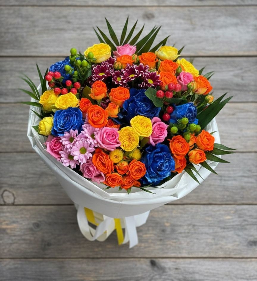 Букет цветов из: Розы и Хризантемы в Горы