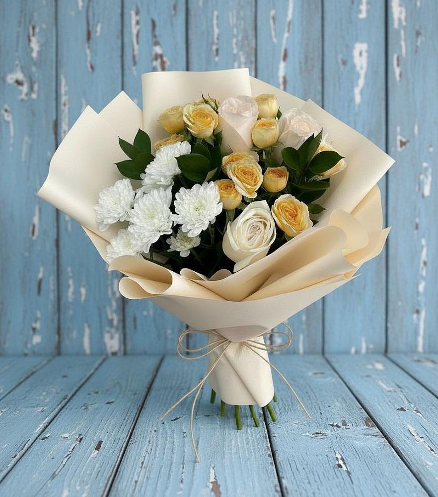 Букет цветов из: Розы и Хризантемы в Горы