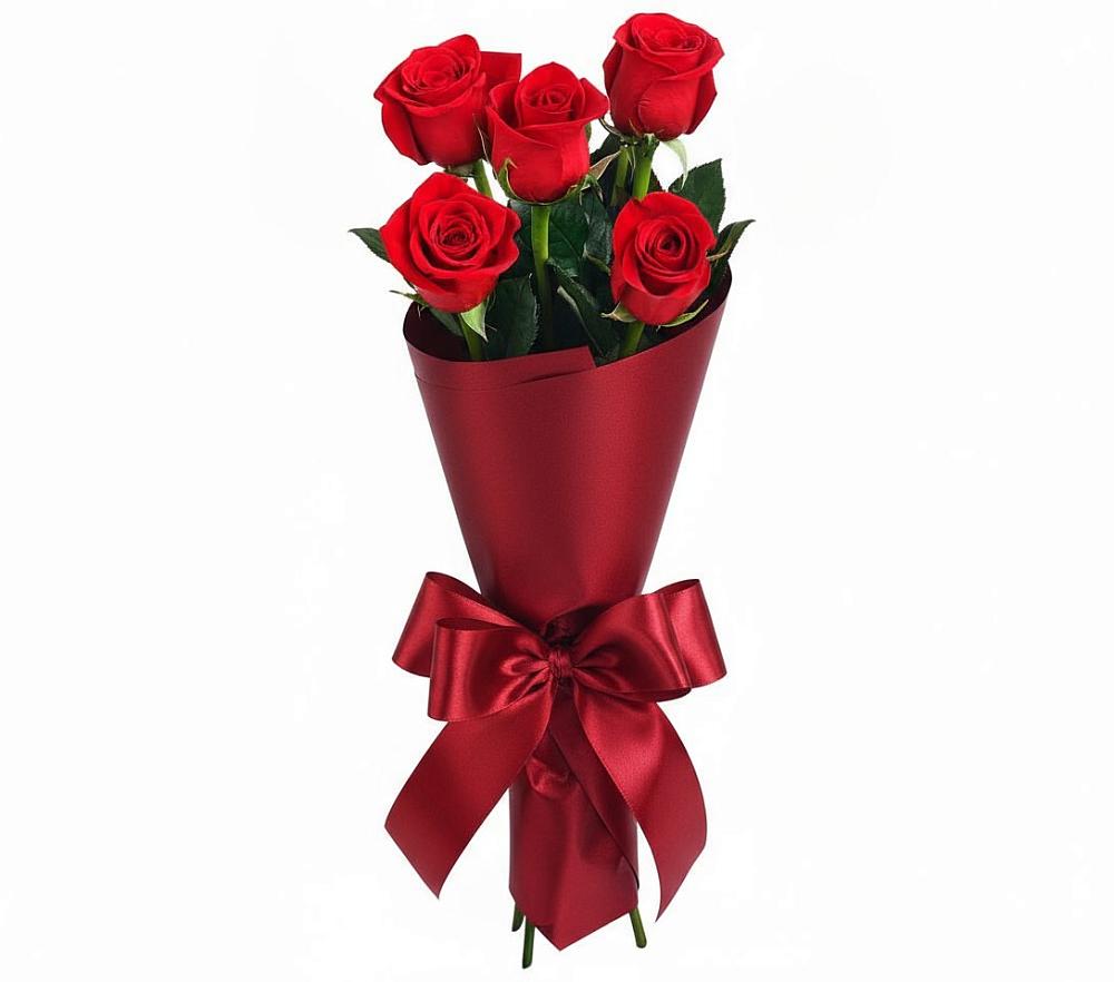 Букет 5 Красных роз Эдлесс Лав в Горы