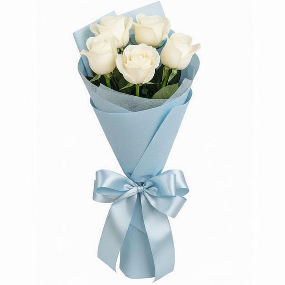 Букет 5 Белых роз Проуд в Горы