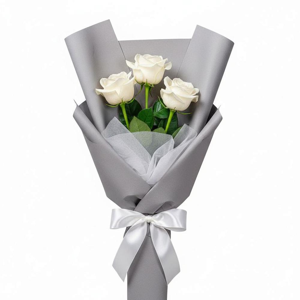 Букет 3 белые розы в Горы