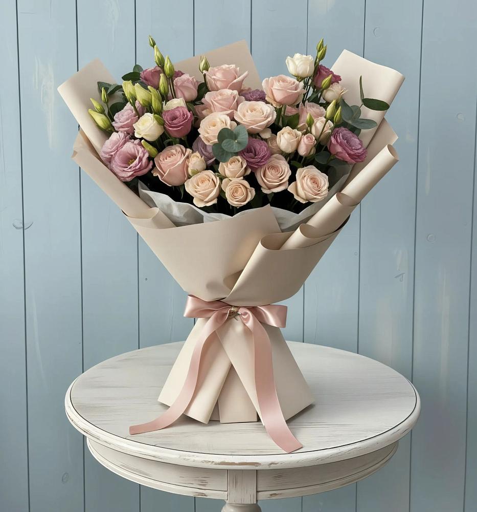 Букет цветов из: Розы и Лизиантусы в Горы